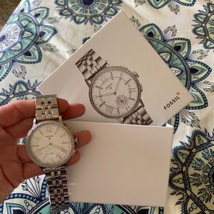 Fossil stainless steel diamond accents